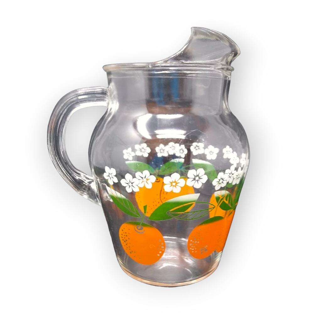 Vintage Pitcher with Oranges, Anchor Hocking, 1 quart